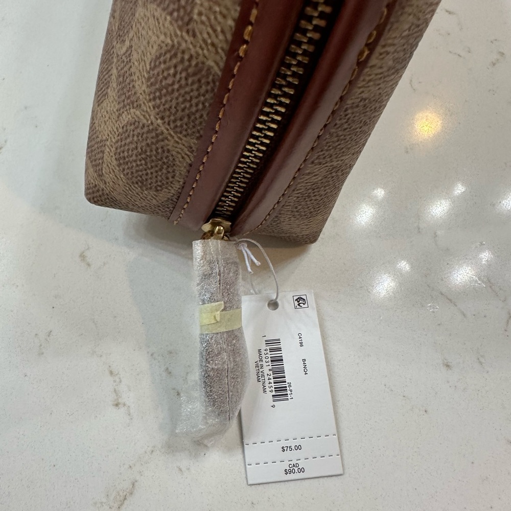 Coach Signature Brown Canvas Cosmetic Pouch - Picture 2 of 3